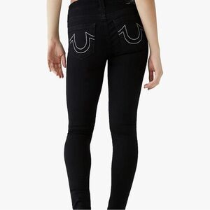 True Religion Women's Jennie Mid Rise Curvy Fit Skinny Ankle Jean- black